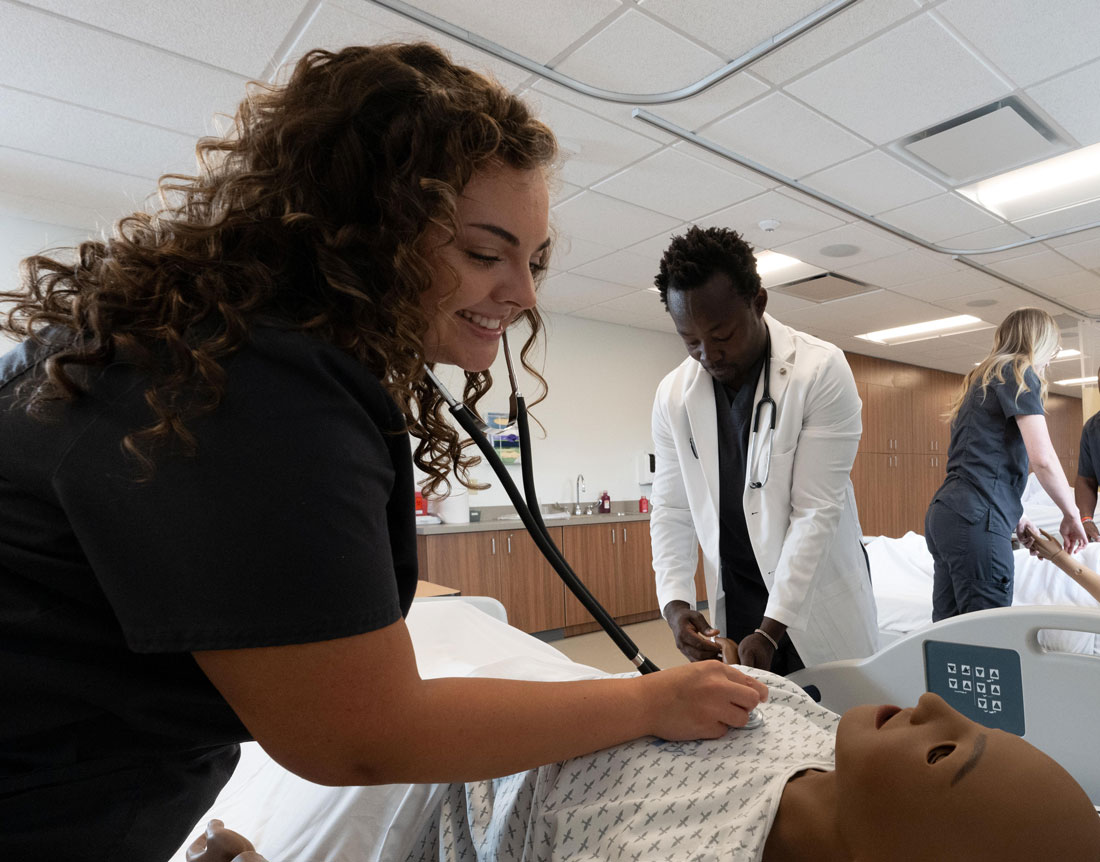 nursing students in the simulation lab