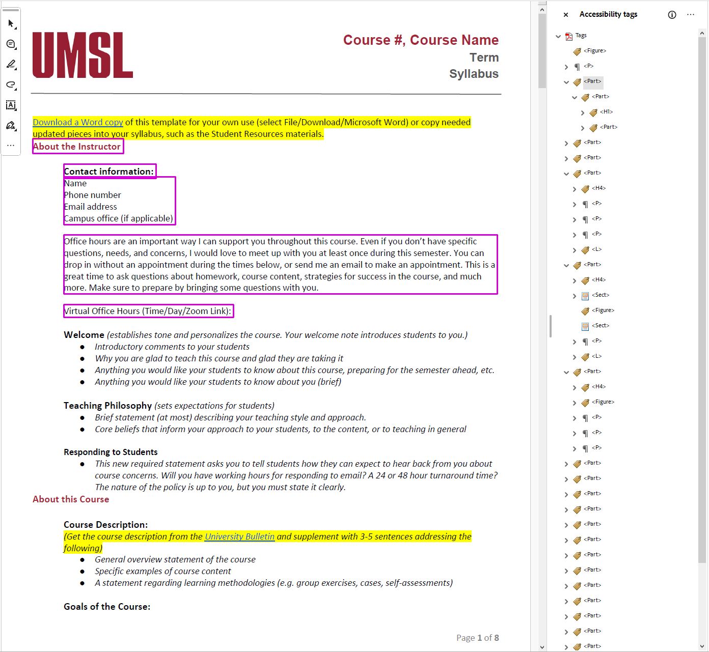 Example of Tag Tree in Adobe Acrobat Pro
