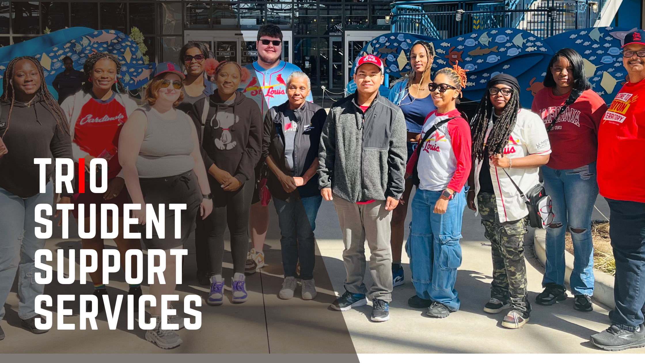 students standing in front of St. Louis Union Station