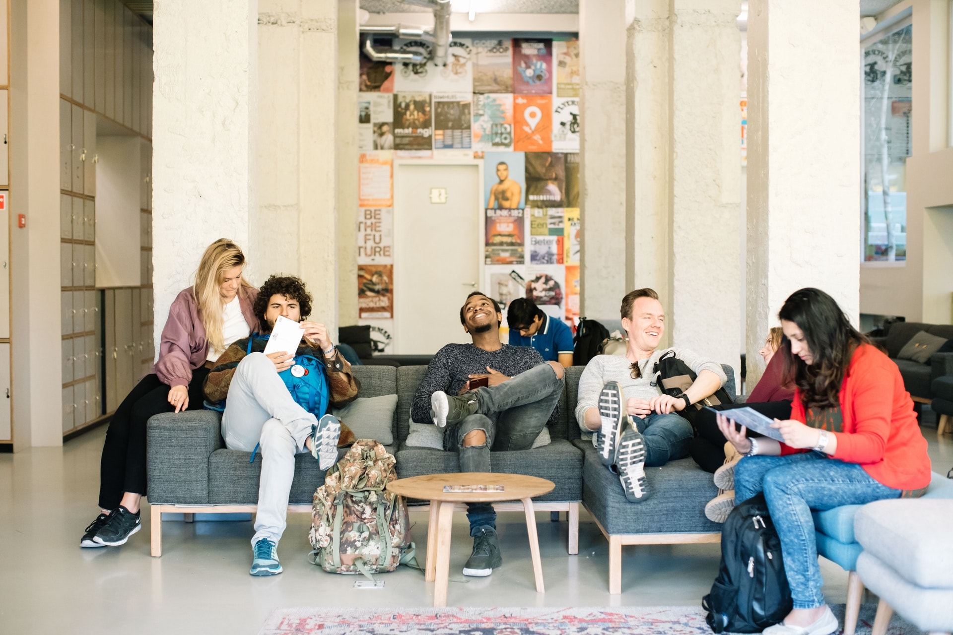 Students and friends hanging out studying