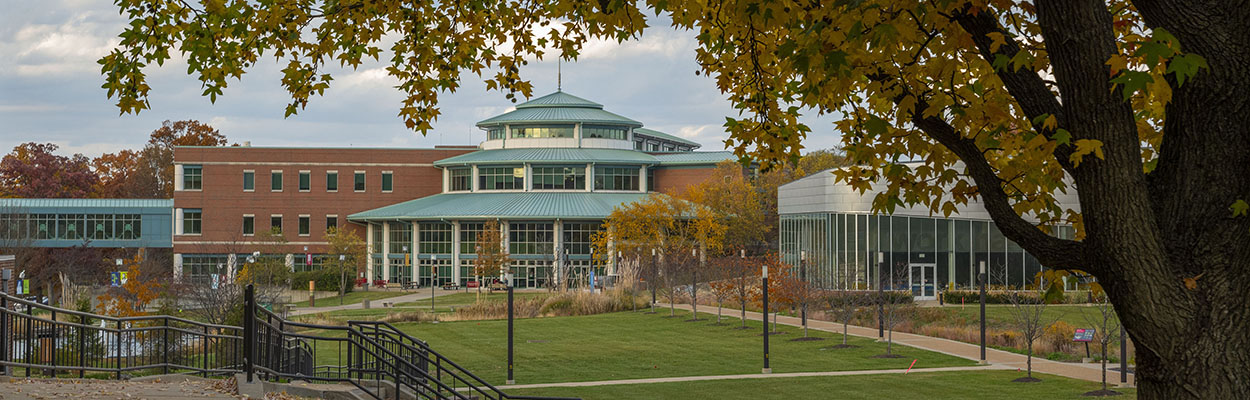 outside of the MSC with the ponds in the foreground