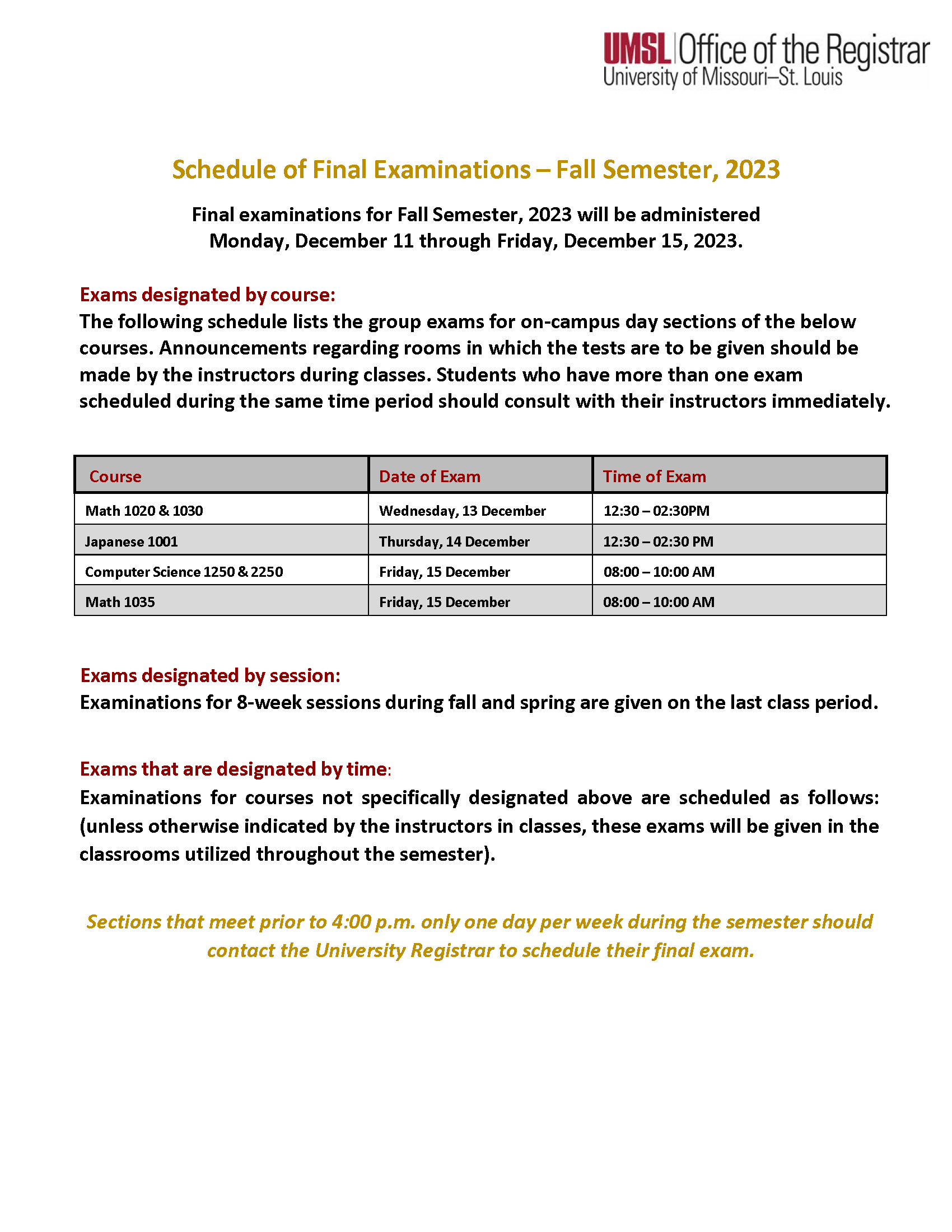 Mizzou Finals Schedule Spring 2024 - Esma Odille