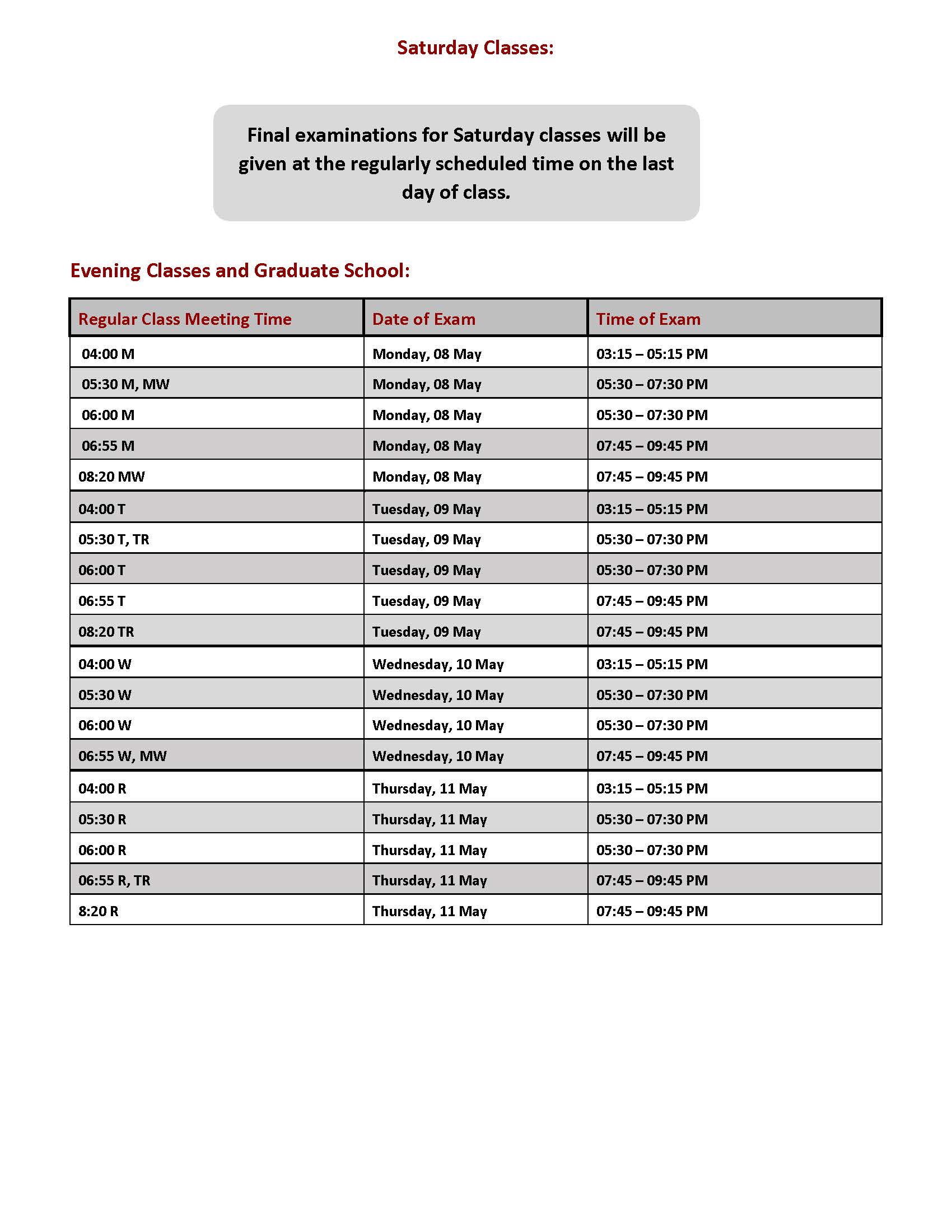 Final Exams UMSL
