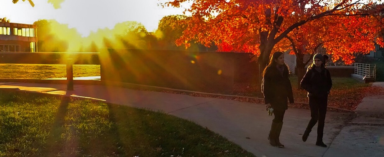 view of campus in the fall