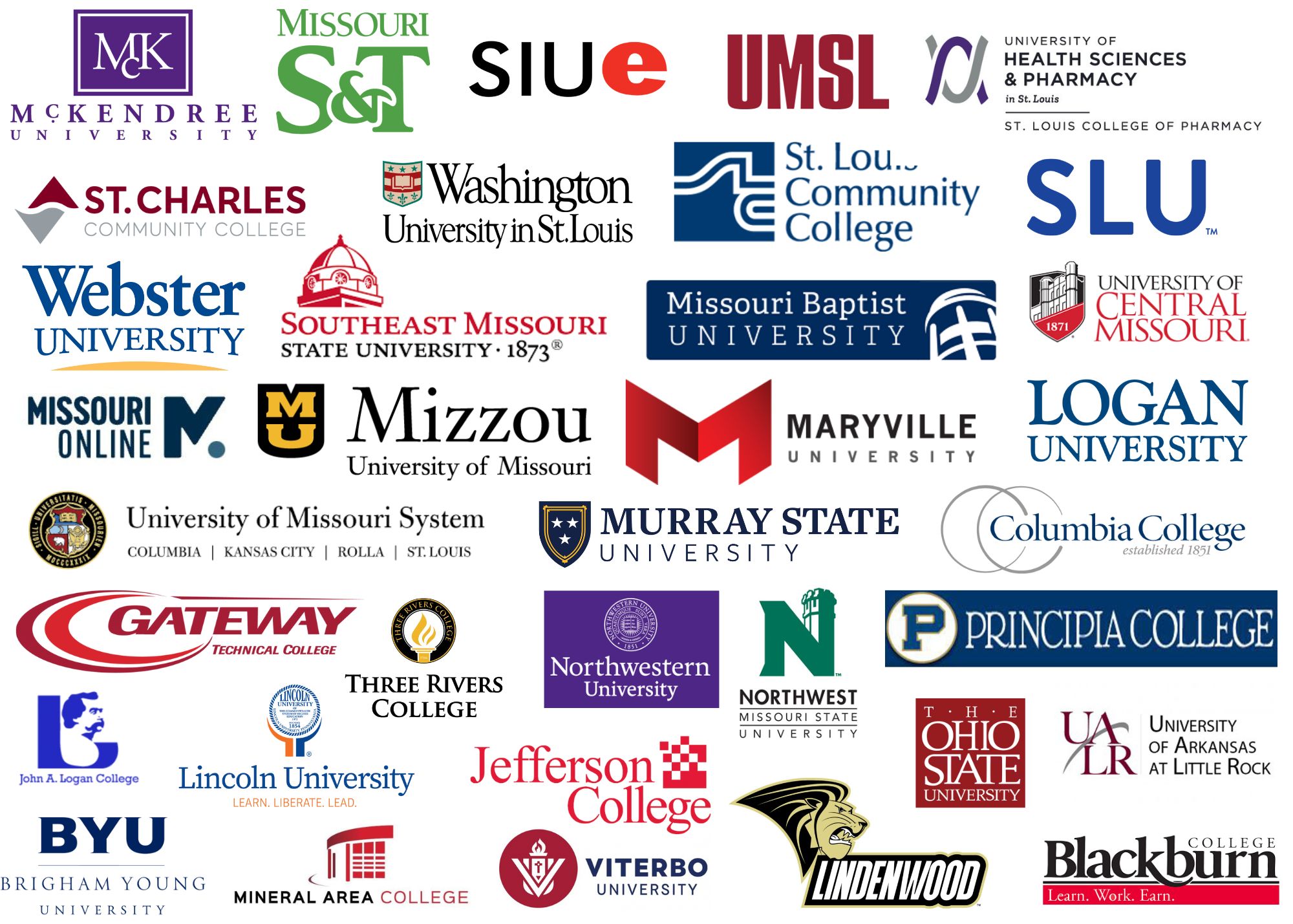 Logos from several regional institutions who regularly attend FTTC