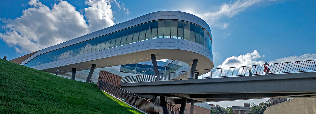 outside view of the bridge leading to the Rec Center
