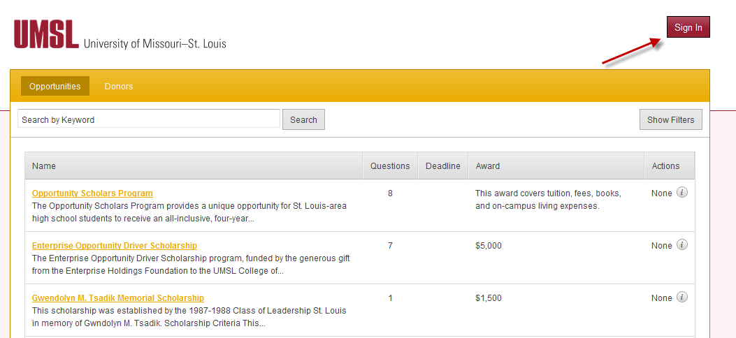 Screenshot of AcademicWorks Sign In