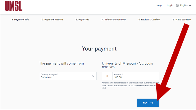 screenshot of flywire step 1