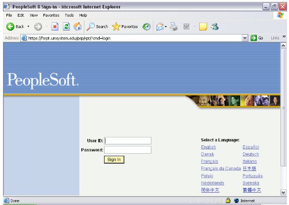 peoplesoft login screen