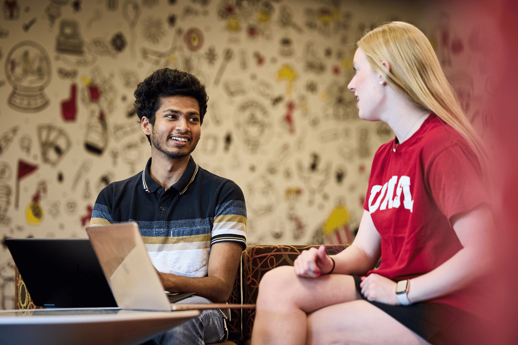 Students chatting in the Office of Student Involvement