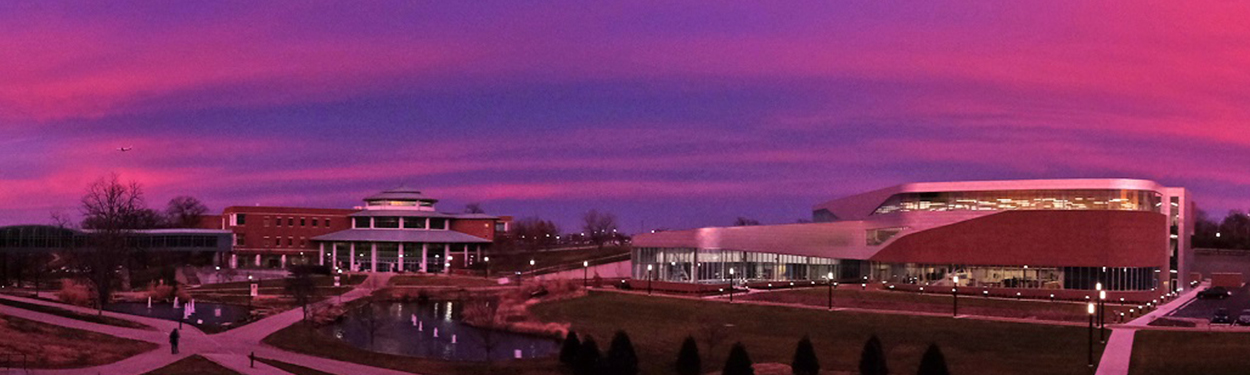 Outside the MSC and the Rec Center at sunrise
