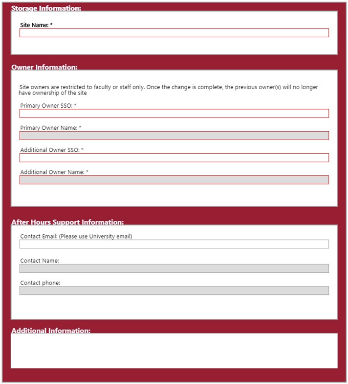 site owner form