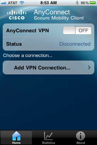 Screenshot of the Cisco AnyConnect Secure Mobility Client interface, showing the VPN status as "Disconnected."