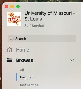 Logo of the University of Missouri-St. Louis displayed in a navigation interface.