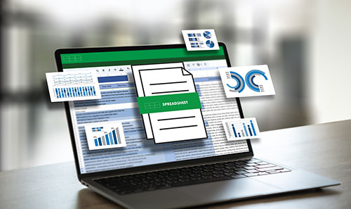 Picture of an excel chart on a laptop
