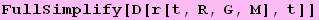 FullSimplify[D[r[t, R, G, M], t]]