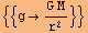 {{g→ (G M)/r^2}}