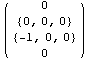 ( {{0}, {{0, 0, 0}}, {{-1, 0, 0}}, {0}} )