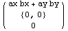 ( {{ax bx + ay by}, {{0, 0}}, {0}} )