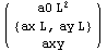 ( {{a0 L^2}, {{ax L, ay L}}, {axy}} )