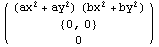 ( {{(ax^2 + ay^2) (bx^2 + by^2)}, {{0, 0}}, {0}} )