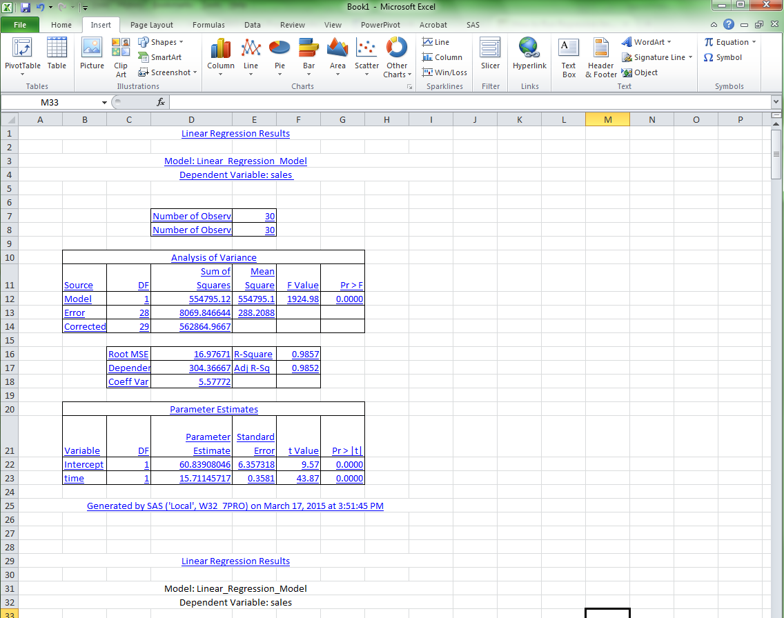 regression statistics