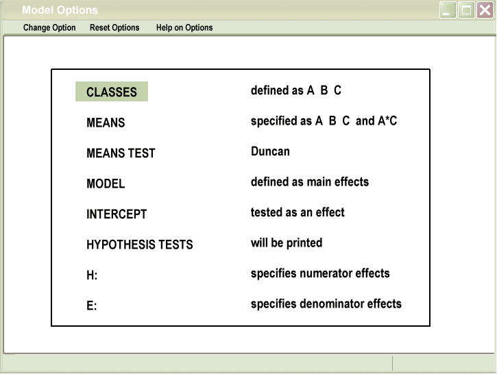 Model Option Selection