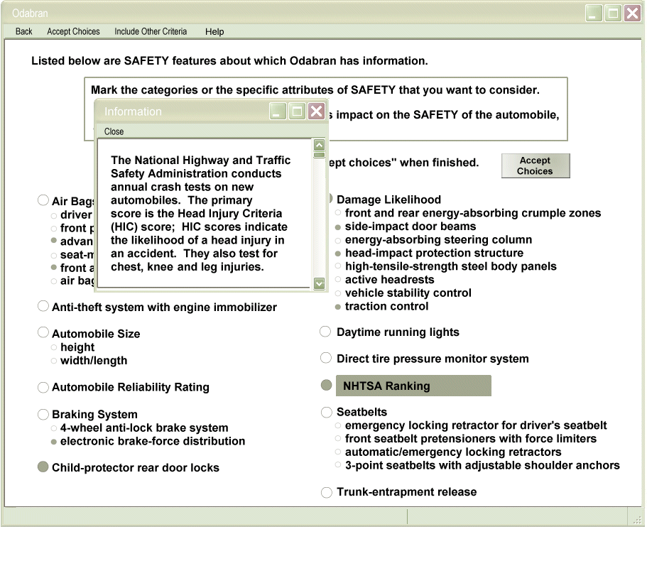 Content-Dependent Assistance of Criteria Selection