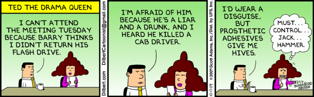 Dilbert comic strip about team conflicts