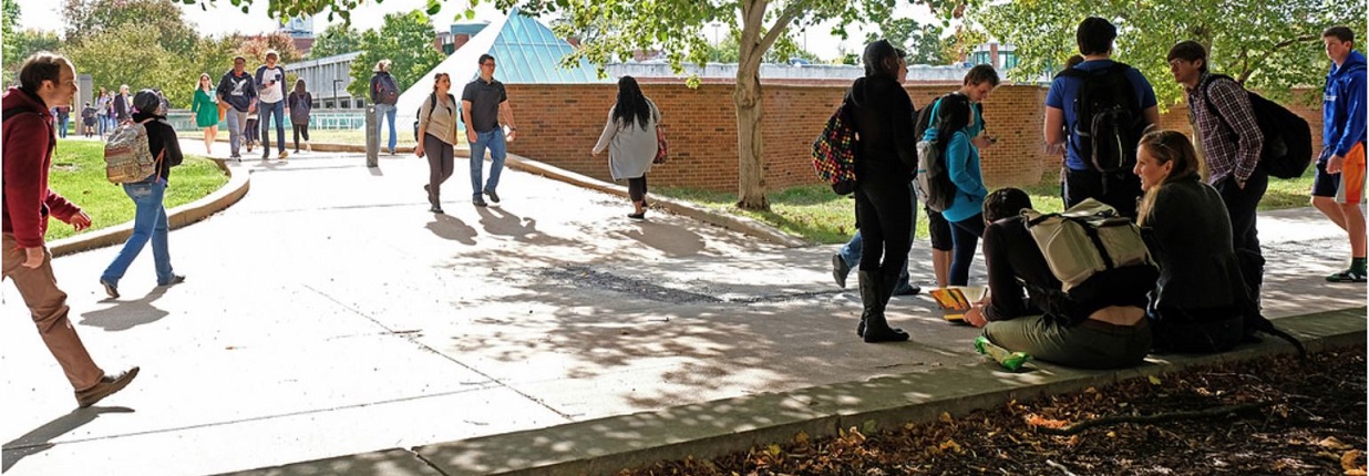 students walking